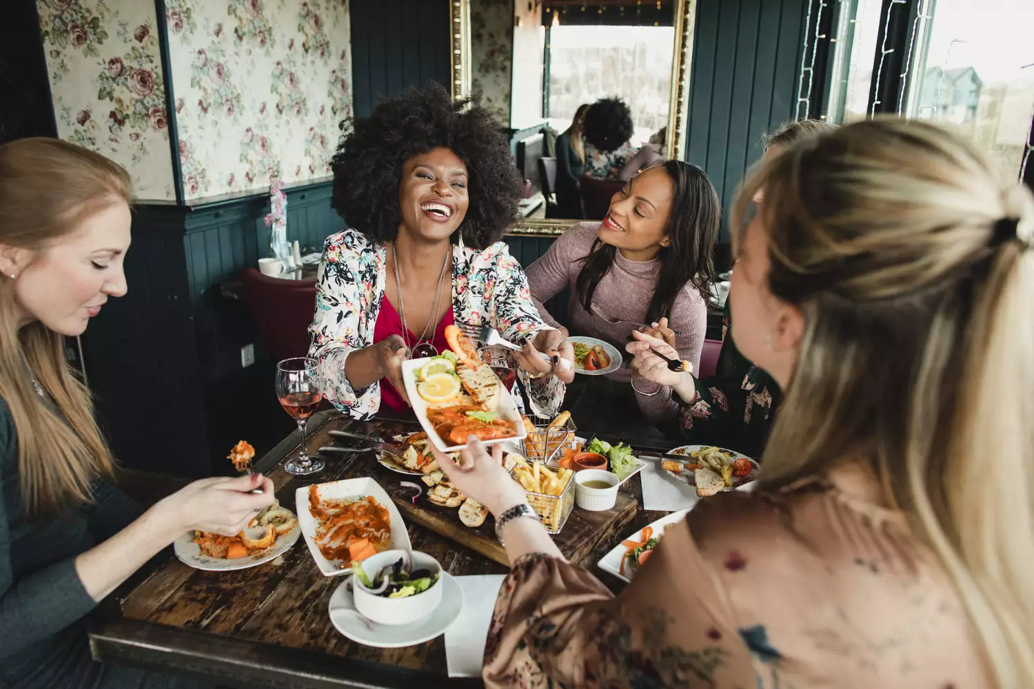 Group of women eating lunch